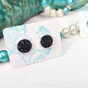 Itty Bitty Black Flatback Stud Earrings
